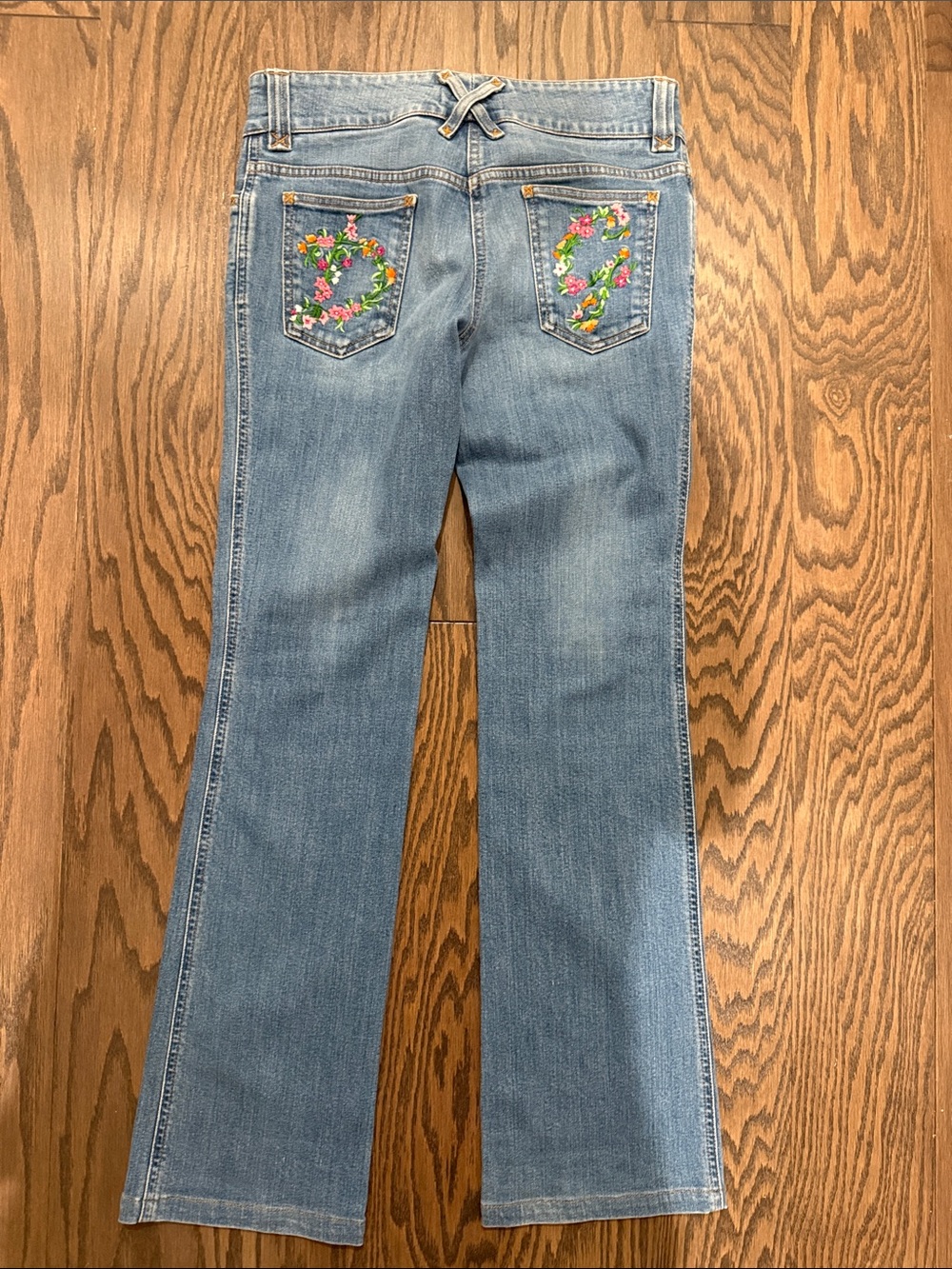 Dolce & Gabbana Light Blue Flare Jeans with Embroidered Floral Pockets